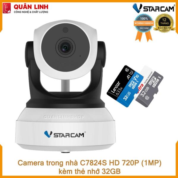 Camera wifi IP Vstarcam C7824 HD 720P kèm thẻ nhớ 32GB