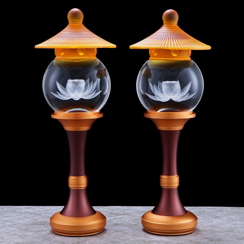 Đèn led thờ cúng nắp ô lưu ly - đèn thờ phụng cao cấp