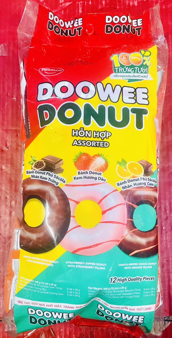 Bịch 12 Chiếc Bánh Donut Doowee Rebisco 360gr( 12 cái x 30g )