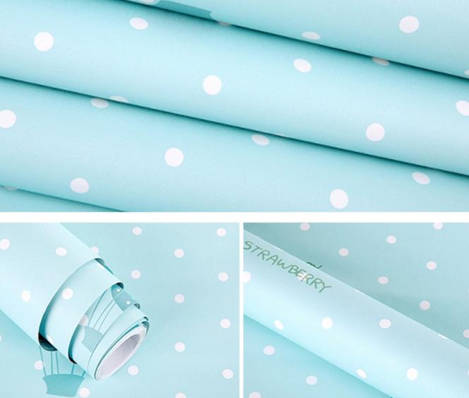 combo 5m giấy dán tường khinh khí cầu xanh 3D bao đẹp