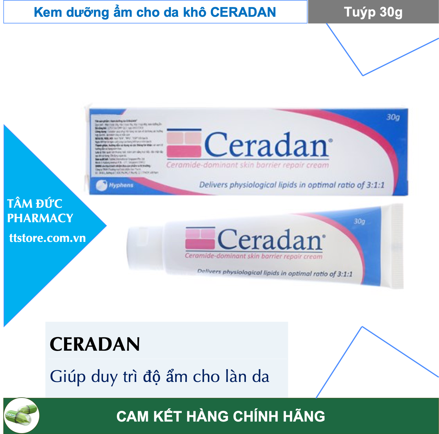 CERADAN [Tuýp 30gr] - Kem dưỡng ẩm dành cho da khô