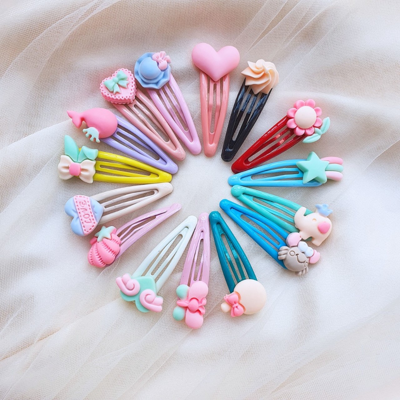 Set 10 kẹp tóc hoa quả xinh xắn dễ thương phong cách Hàn Quốc cho bé yêu