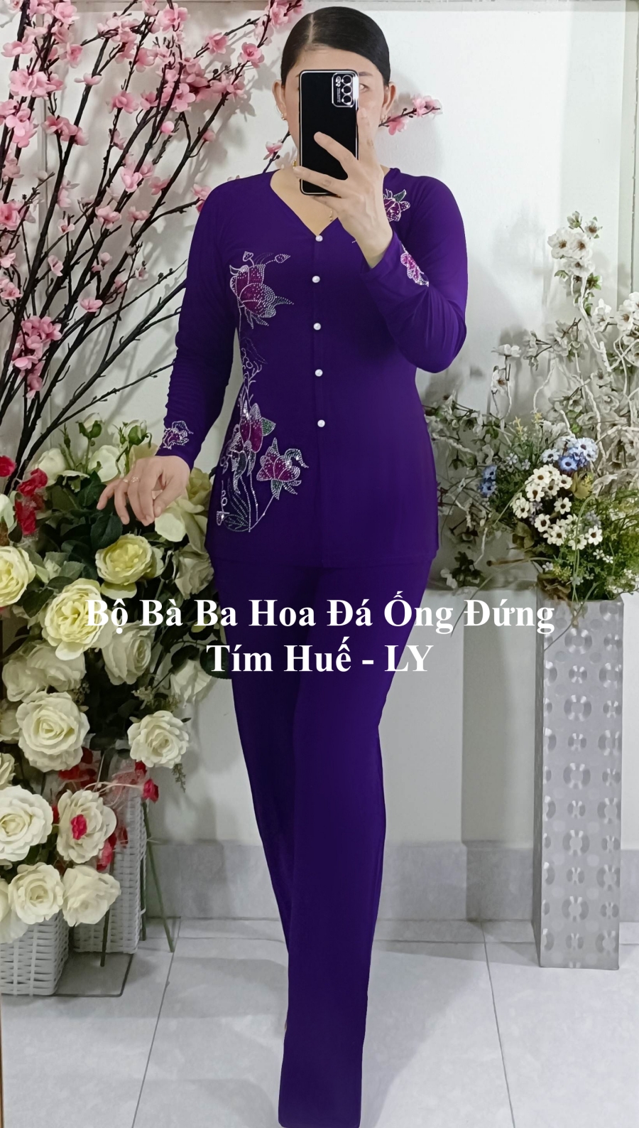 Bộ Bà Ba Hoa Đá Ống Nhỏ
