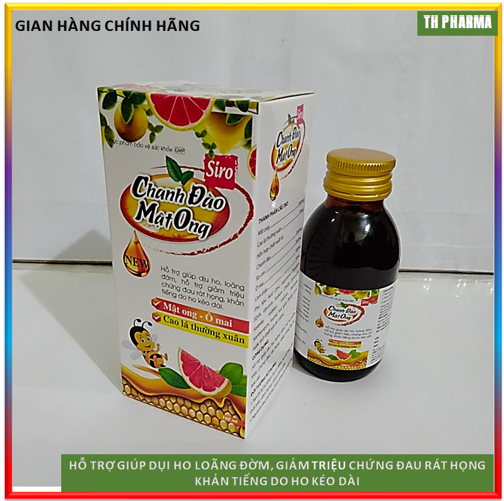 Siro ho cho bé Chanh Đào Mật Ong, Cao lá thường xuân , Ô Mai  giảm ho, giảm đờm, giải cảm cho bé từ 2 tuổi - Chai 100ml thành phần từ thiên nhiên