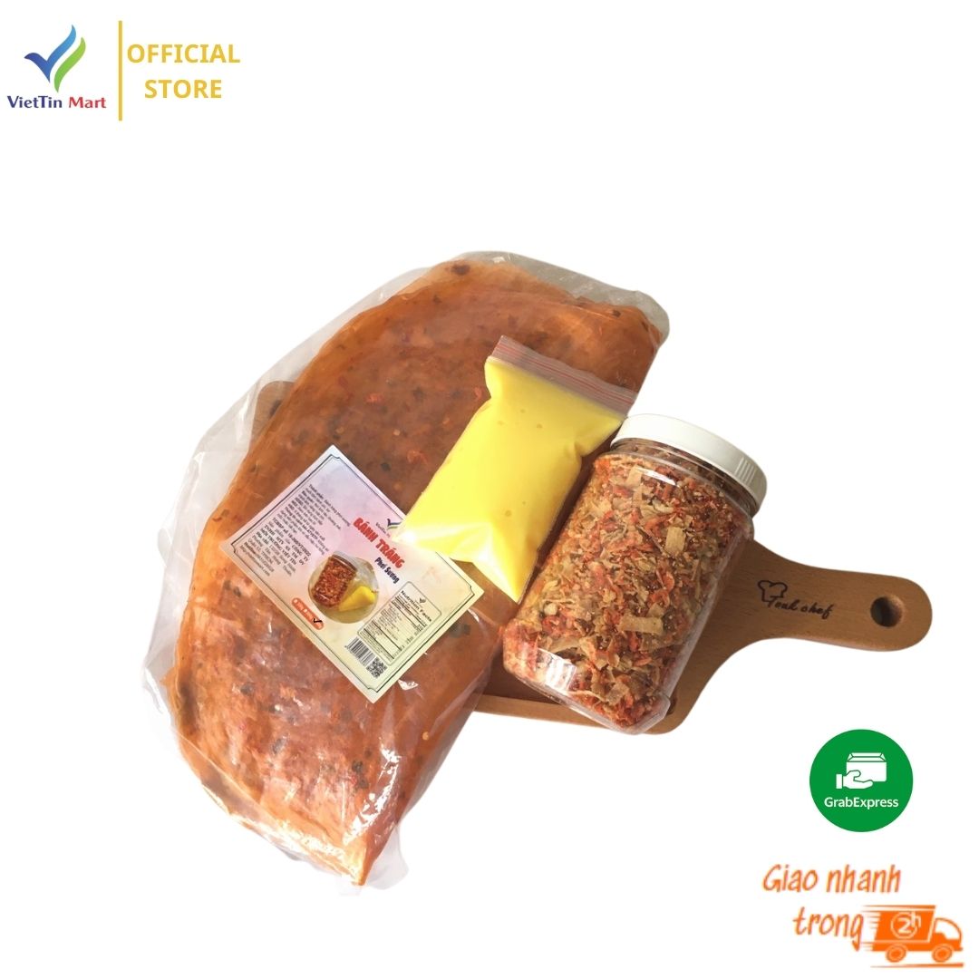 Combo bánh tráng dẻo tôm, bơ, muối tép hành phi viettin mart 600g