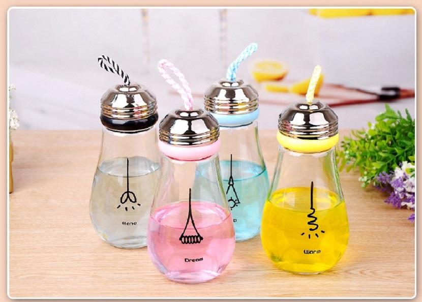 [HCM]Bình thủy tinh hình bóng đèn 450ml DH7755