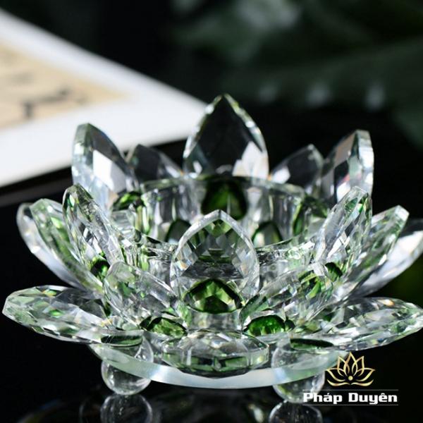 Đế Nến Hoa Sen Thấp Pha Lê Nhiều Màu Sắc 12cm