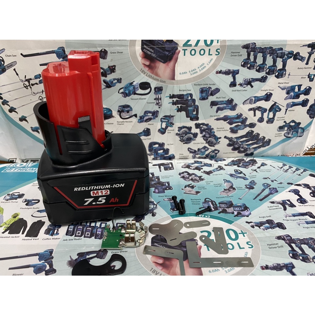 Vỏ mạch 9 cell Milwaukee 12V, mạch nhận sạc zin ( Full tem).