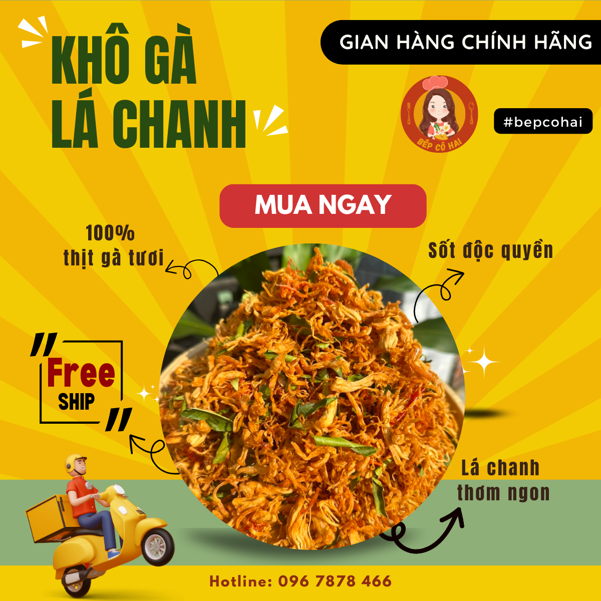 Ăn vặt - Khô gà lá chanh Bếp Cô Hai