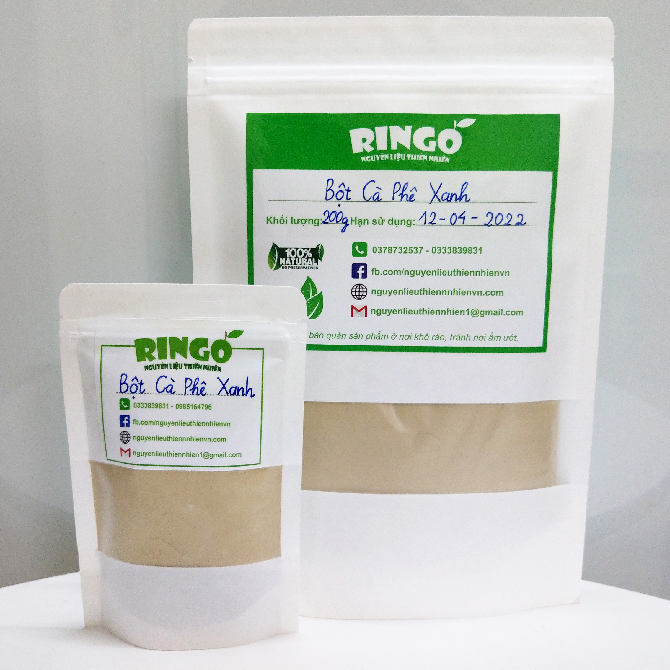 Bột Cà Phê Xanh (Green Coffee Bean) 100% Nguyên Chất, 200g
