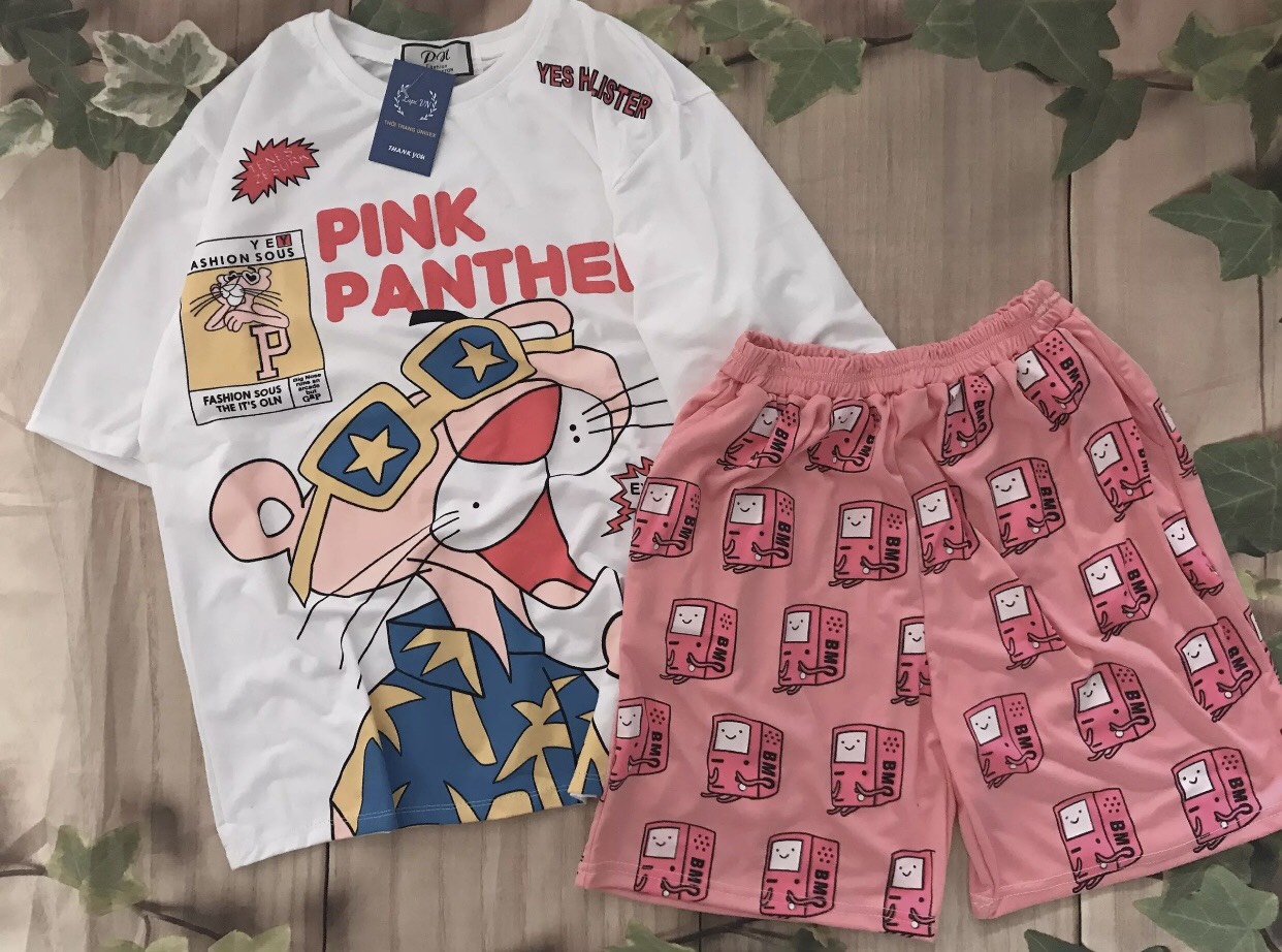 Sét Bộ Đùi Unisex Báo Hồng Pink Panther Siêu Ngộ Nghĩnh  Thun Coton Mát Mẻ  Freesize Dưới 70kg TTSLB0016