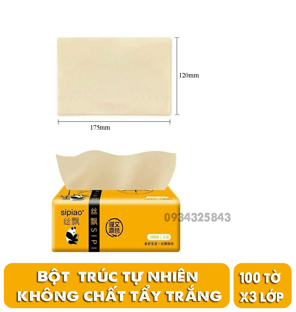 GIAO HỎA TỐCGói 300 tờ giấy ăn gấu trúc Sipiao dai mịn