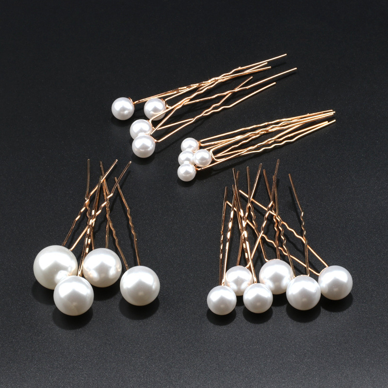 Set 18 trâm cài tóc hạt trai cô dâu HALOMI siêu xinh gồm 2 màu các size lớn nhỏ