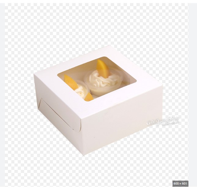 Hộp giấy cupcake 4 ô màu trắng