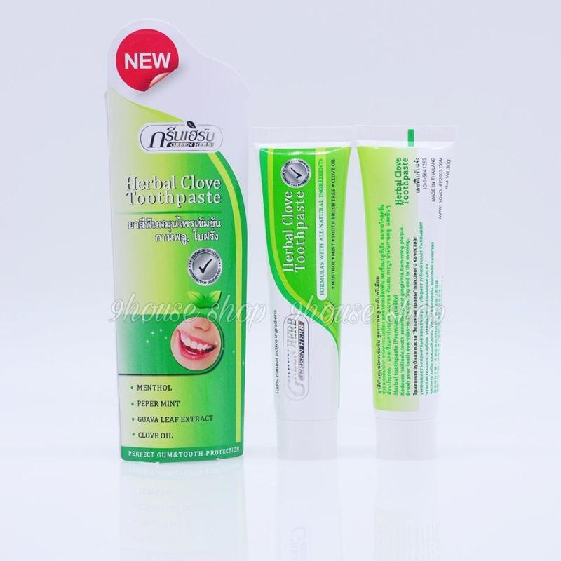 01 TUÝP Kem Tẩy Trắng Răng GREEN HERB Thái Lan 30gr (Herbal Clove Toothpaste) nhập khẩu