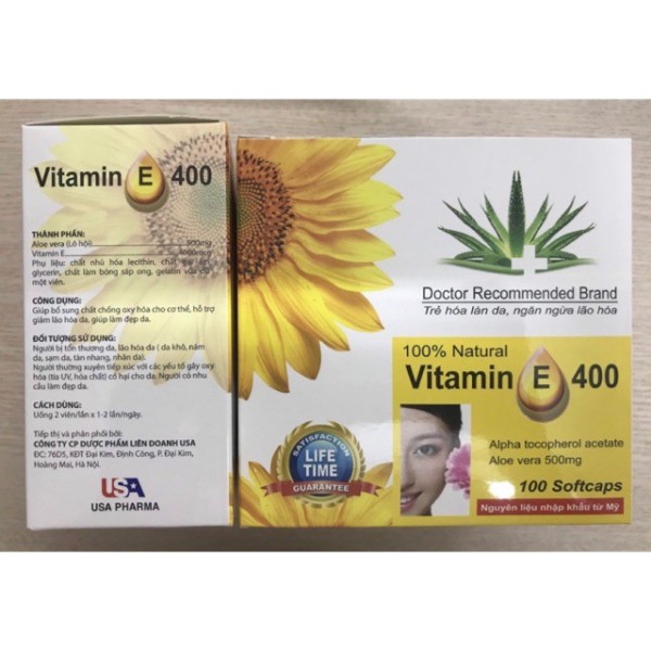 [HCM]Vitamin E 400 Đẹp da sáng da chống lão hoá da hộp 100 viên cao cấp