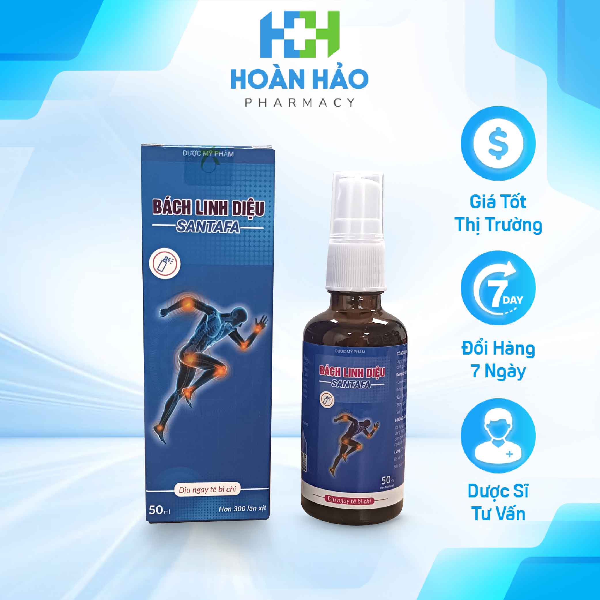 Chai xịt nóng giảm đau nhức xương khớp, giảm tê bì tay chân xịt bách linh diệu fobeli - chai 50ml