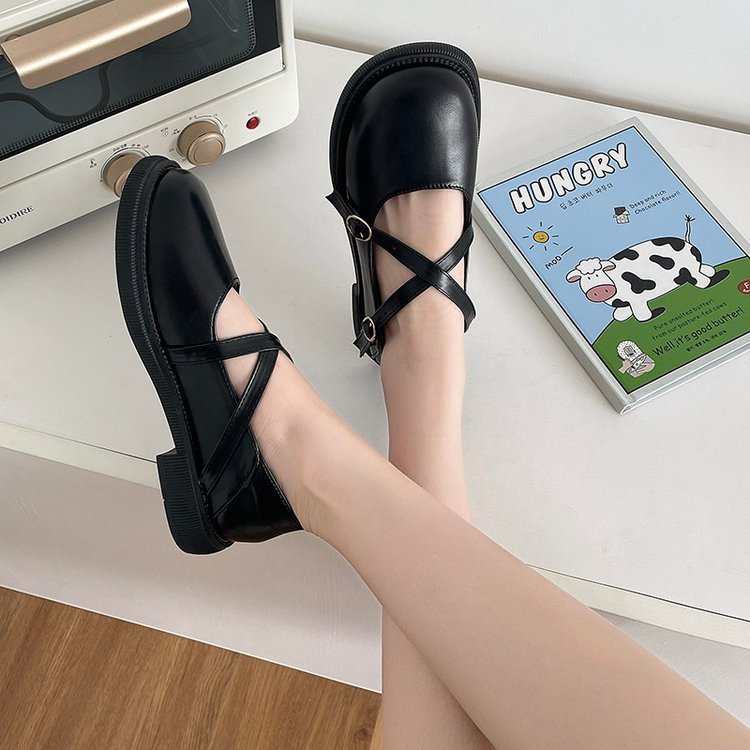 Giày Búp Bê Mery Jane Phong Cách Foxy Quai Đan Chéo - FOX057