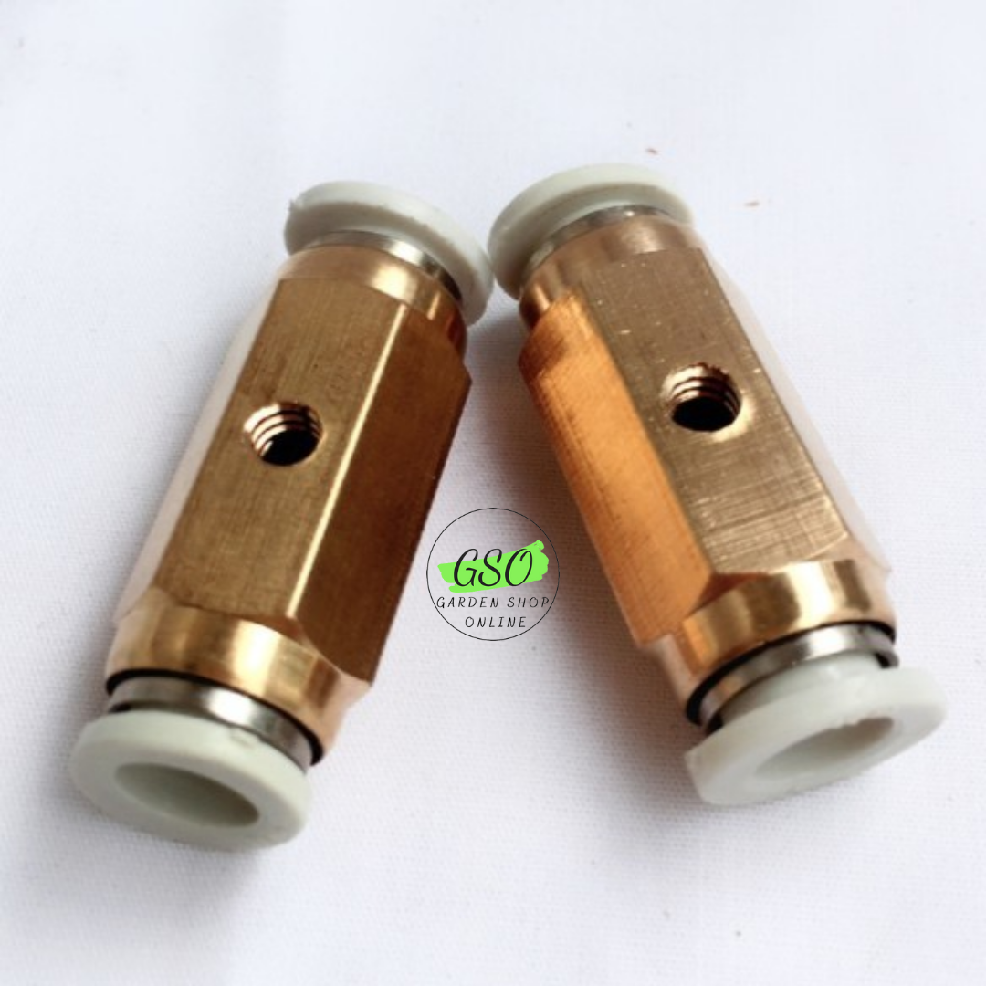 COMBO 3C Đế gắn béc phun sương bằng đồng nối nhanh - Nối giữa  2 đầu 8mm