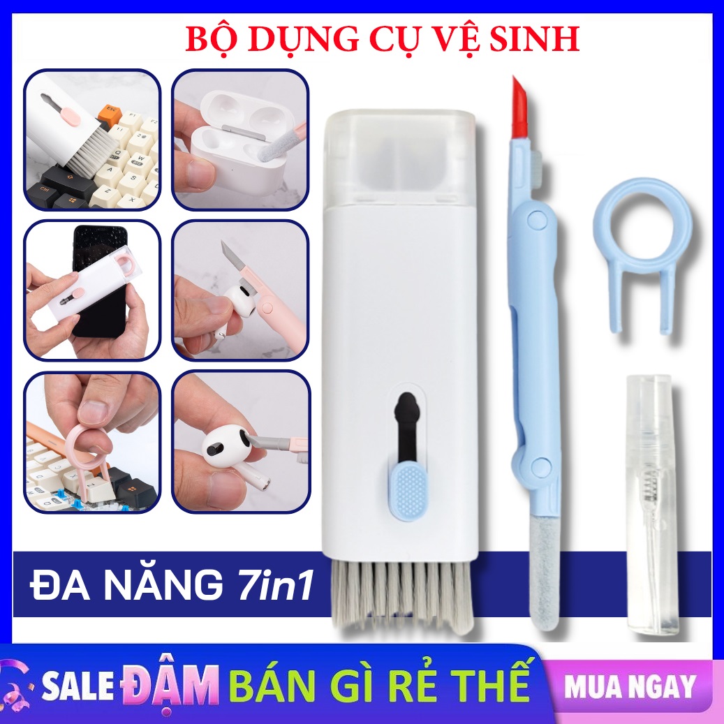 Bộ Vệ Sinh Laptop Đa Năng 7 in 1 Cao Cấp - Bút Vệ Sinh Tai Nghe, Bàn Phím, Điện Thoại, Laptop, Màn Hình, Ống Kính Máy Ảnh Nhỏ Gọn Tiện Lợi