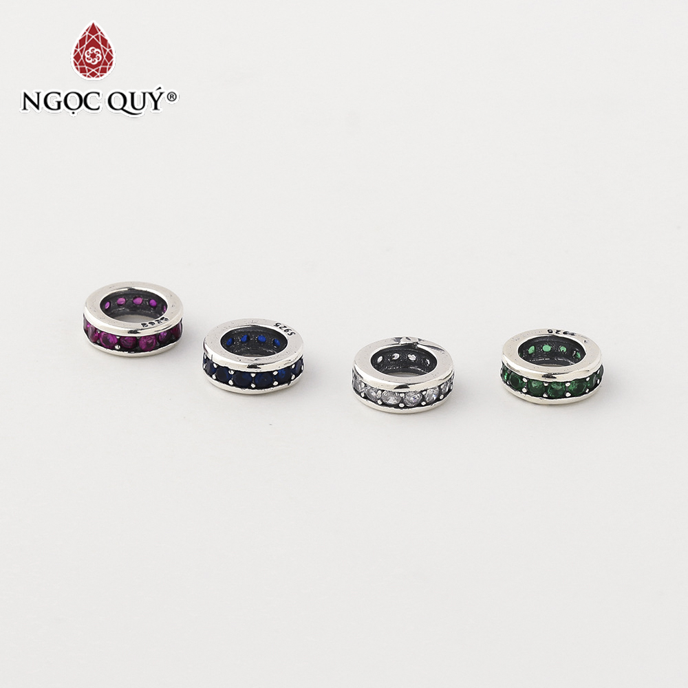 Charm bạc chặn hạt đính đá - Ngọc Quý