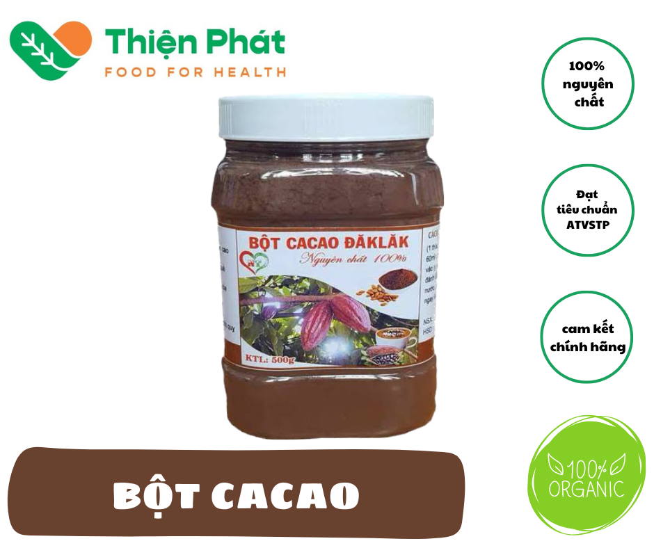Bột cacao hộp 500gr nguyên chất đaklak