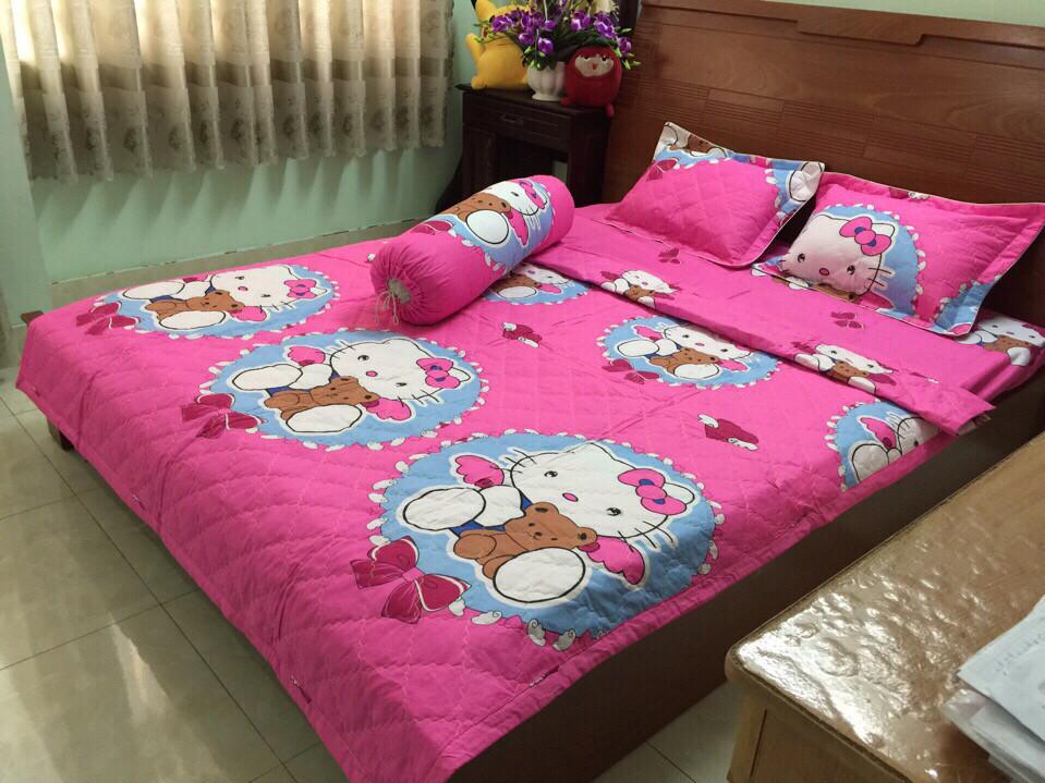 [HCM]Set chăn drap gối Hello Kitty 1m8x2m nhiều mẫu