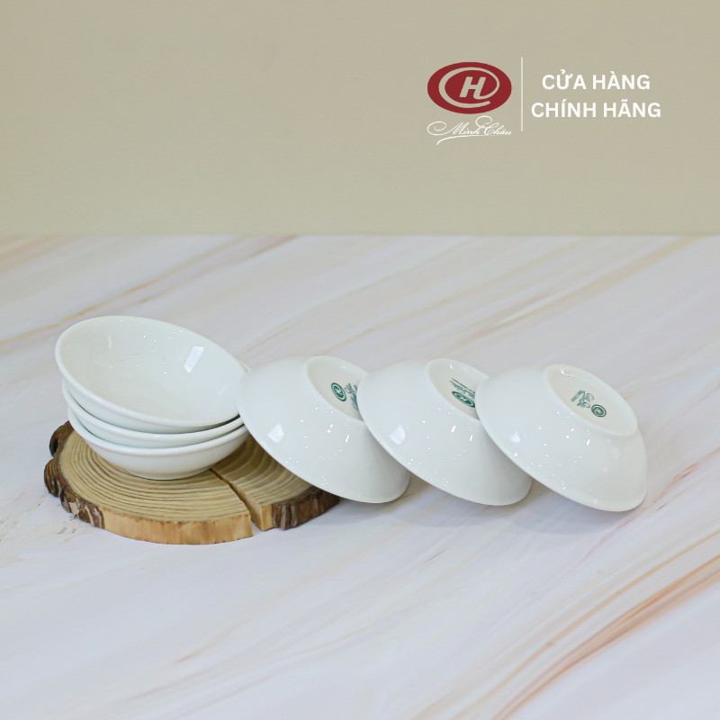Bộ 6 Đĩa Chấm Trắng Trơn 8cm - Sứ Minh Châu