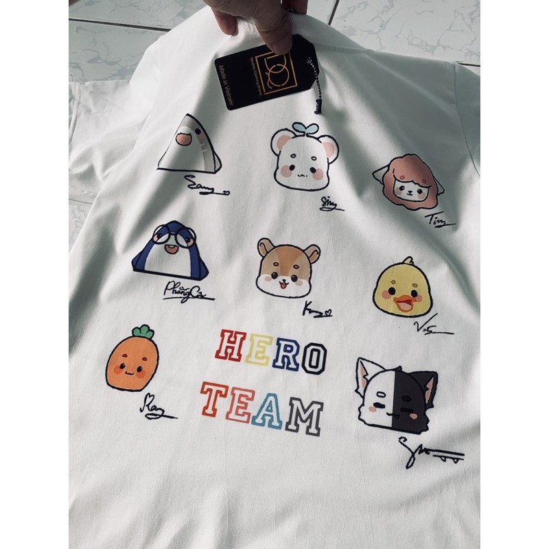 [HCM] Áo thun  cho bé trai bé gái in hình linh vật Hero Team