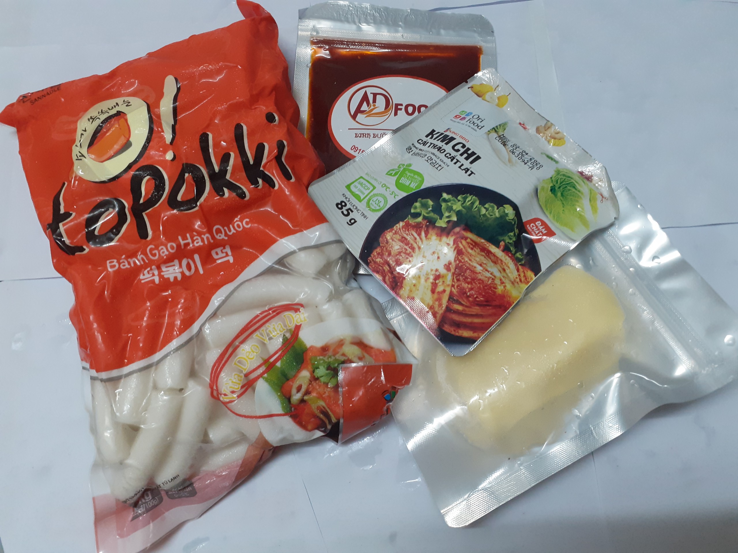 combo 500g bánh gạo +100g Phô mai Mozzazzella+100g sốt+1 gói kim chi_minhnhatfood