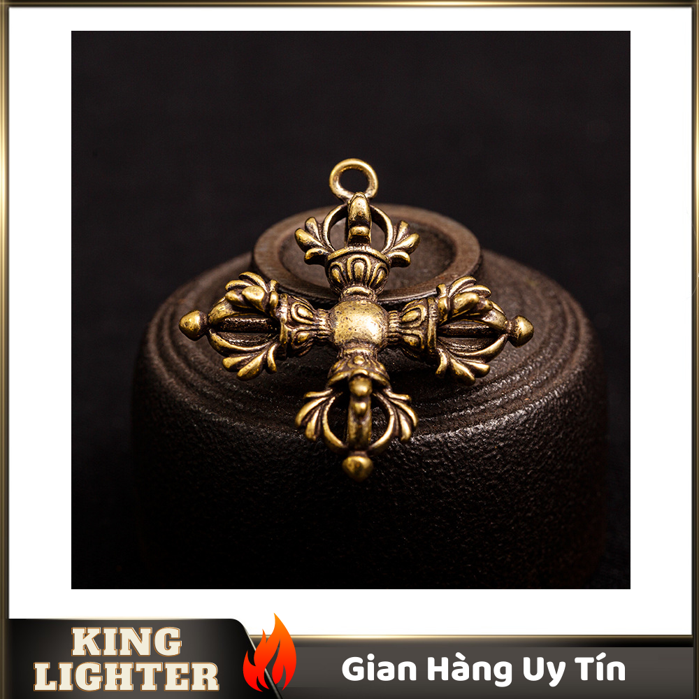 [HCM]Tượng Đồng Phong Thủy Hình Chày Kim Cương Chữ Thập Trang Trí Đem Lại May Mắn Móc Khóa Mặt Dây Chuyền (Kích Thước: 4.3cm x 4.1cm)