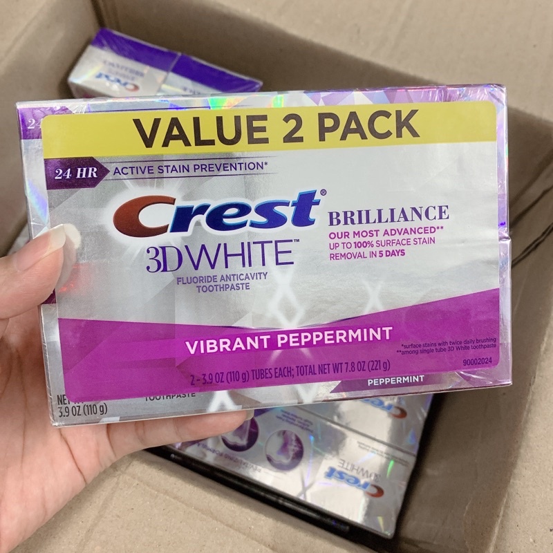 [Nhập RAISINGSTAR18, giảm 30k cho đơn 99k]Combo 3 tuýp kem đánh răng crest 3D White Brilliance - 3 pack