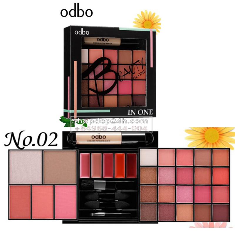 [Odbo] Bộ mỹ phẩm trang điểm Phấn phủ+mắt nhũ+Má hồng+highlight Thái Lan