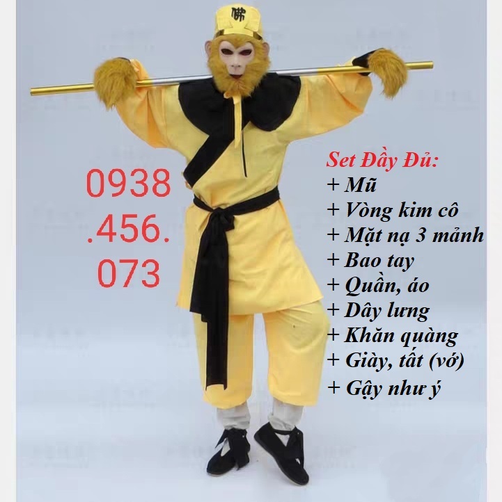 Trang phục Tôn Ngộ Không Tề Thiên Đại Thánh bộ vàng đi Thỉnh Kinh kèm đầy đủ phụ kiện