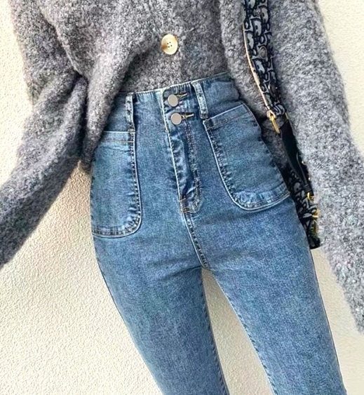 Quần jean nữ 2 TÚI KIỂU BẦU  + 2 CÚC lưng siêu cao 01/015-126