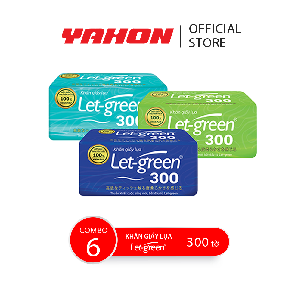Combo 6 bao khăn giấy lụa let-green, 300 tờ/bao