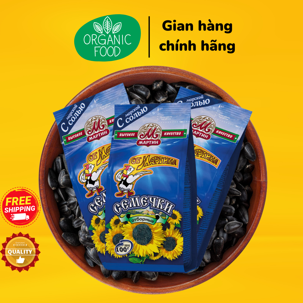 Roasted sunflower seeds with sea salt Martin brand blue package 100gr - Imported Russian