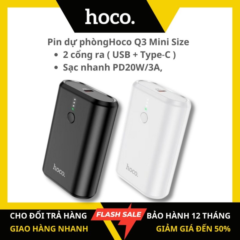 [Chính hãng HOCO] Sạc dự phòng Hoco Q3 sạc nhanh PD20W/3A đèn LED báo pin tích hợp 2 cổng USB/Type C dung lượng 10000mAh - KAMTrading