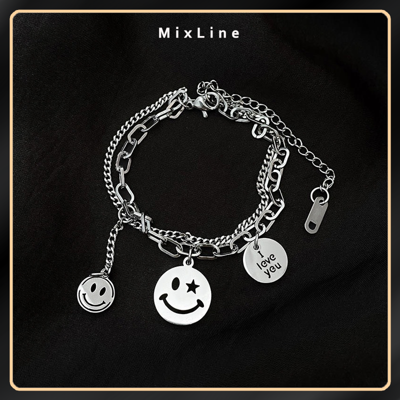 Vòng đeo tay nam nữ MixLine T27 mặt cười phong cách hiện đại cá tính - mixline