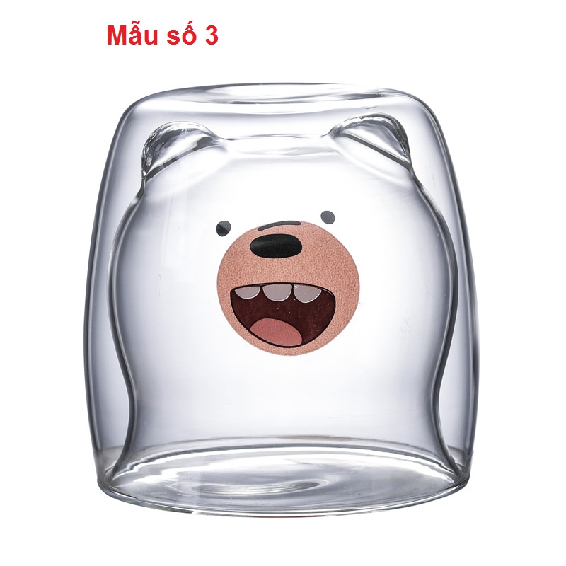 Ly gấu thủy tinh 2 lớp dễ thương