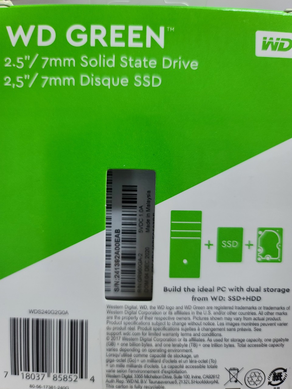 ssd 240gb hãng western bảo hành 36 tháng
