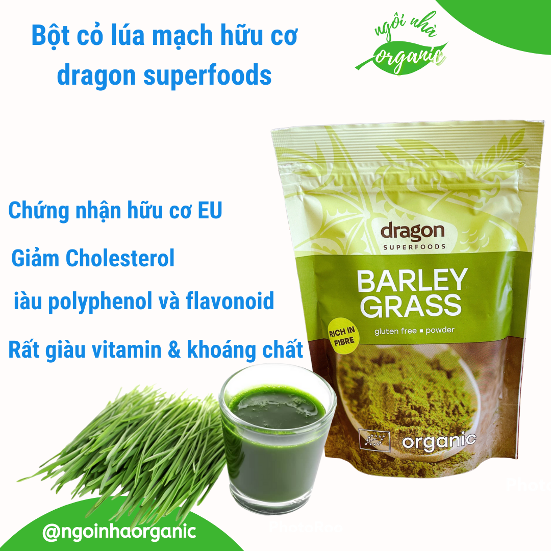 Bột cỏ lúa mạch hữu cơ 150g Dragon Superfoods Organic Barley Gr Powder