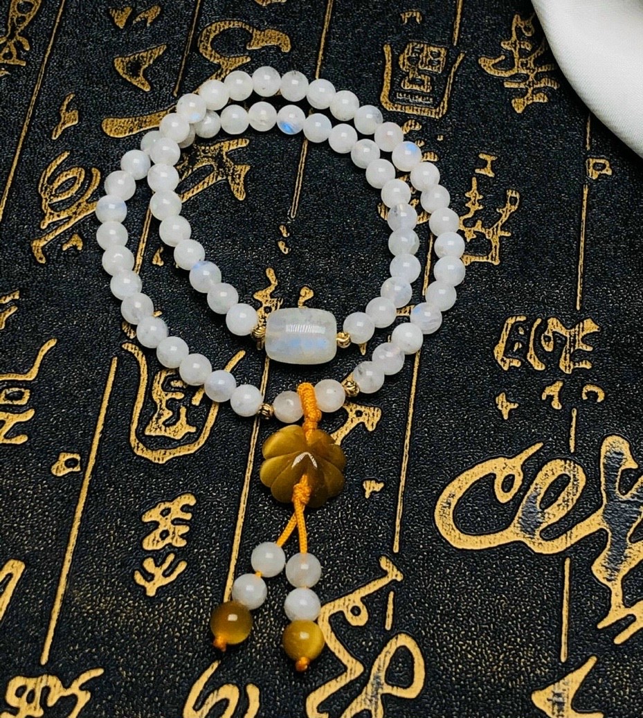 Vòng đeo tay, lắc tay phong thủy chuỗi hạt quấn 2 vòng mix phụ kiện đá bạch ngọc