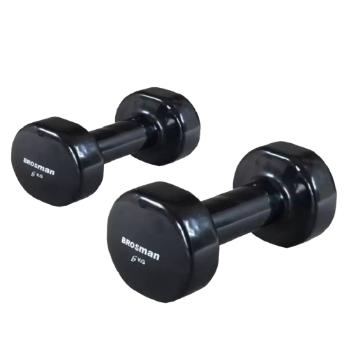Tạ tay 6kg Brosman nhập khẩu (Bộ 2 cái tạ sắt 6kg màu đen)