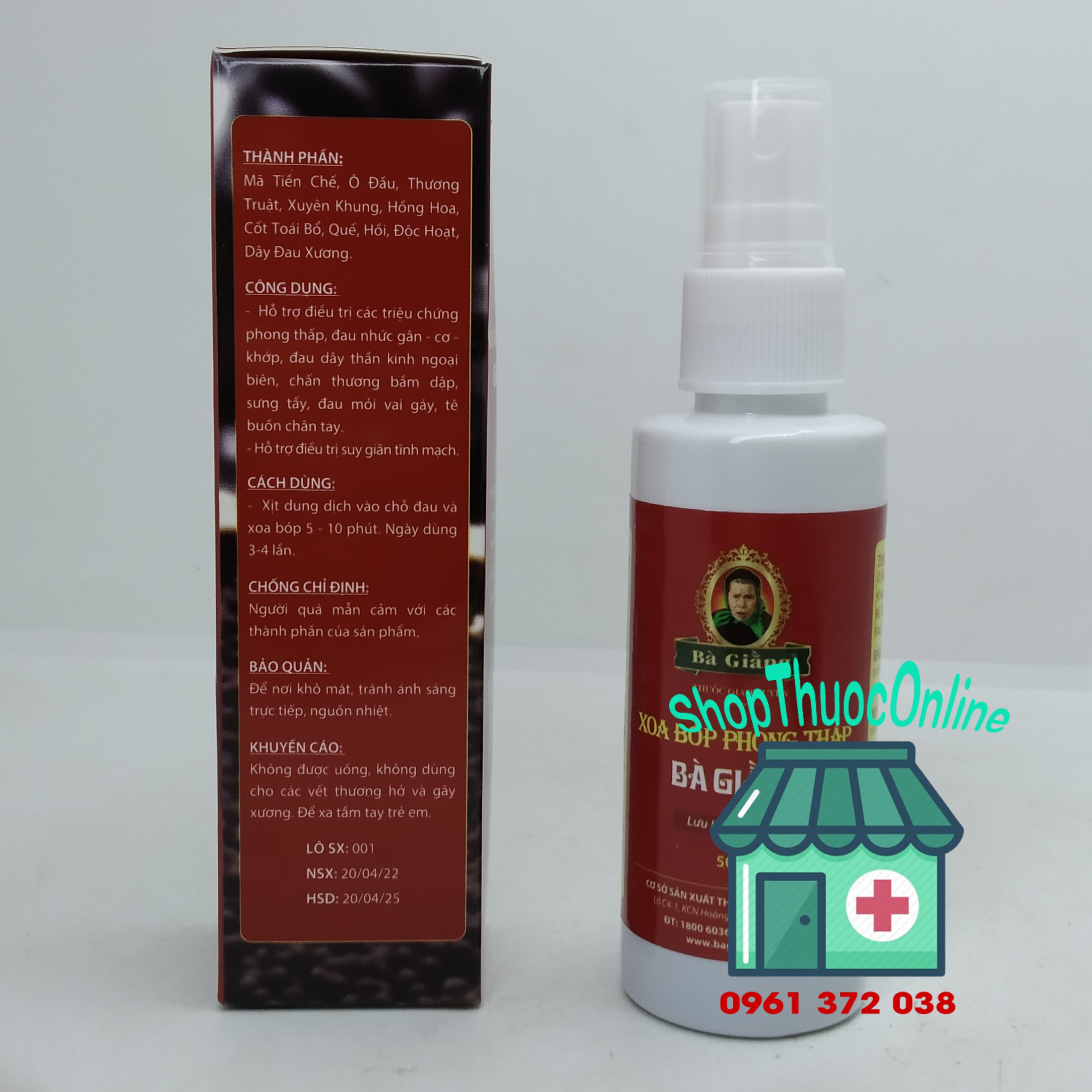 Xoa bóp phong thấp Bà Giằng chai 50ml