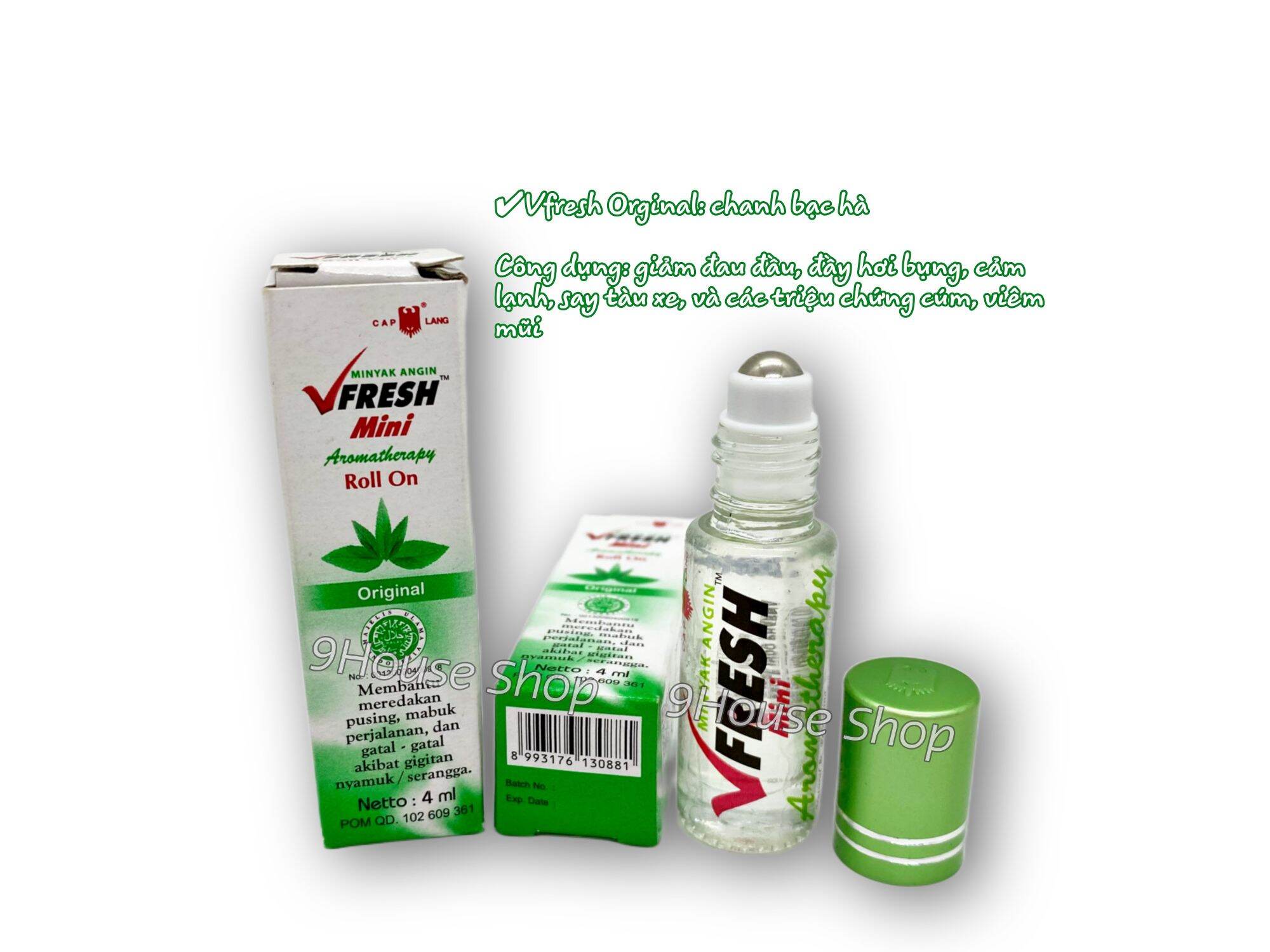 Dầu nóng thảo dược Original VFRESH 4cc (Chanh Bạc Hà)