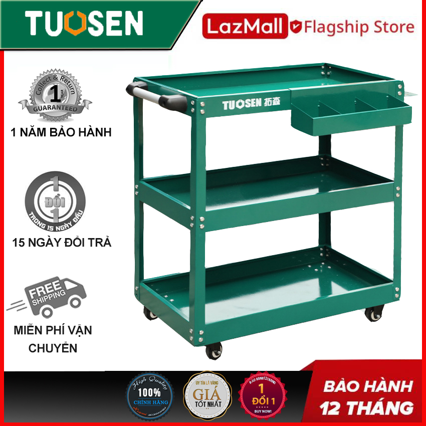 Kệ 3 tầng đựng đồ nghề thép tấm 8mm, thùng đựng dụng cụ đồ nghề TUOSEN