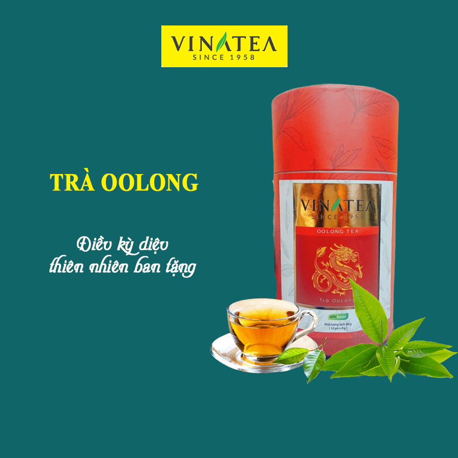 Trà Ô Long lon giấy 80g, trà olong vị thơm đậm đà giải nhiệt, trà oolong chất lượng Vinatea