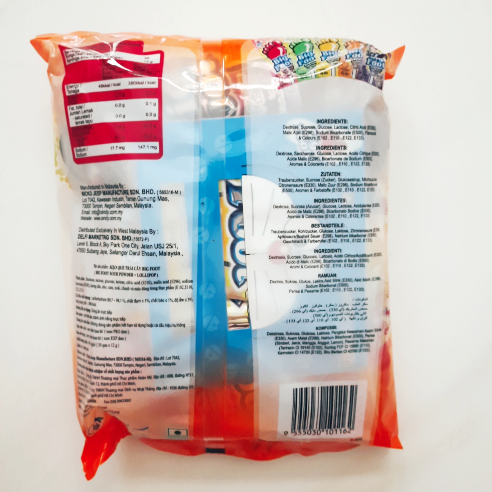 Kẹo Mút Bàn Chân Big Foot 360g (30 que)