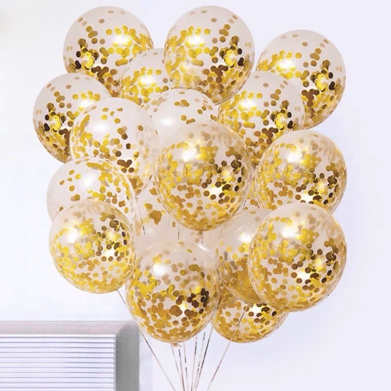 Set 10 bóng bay trong suốt sequin 30cm